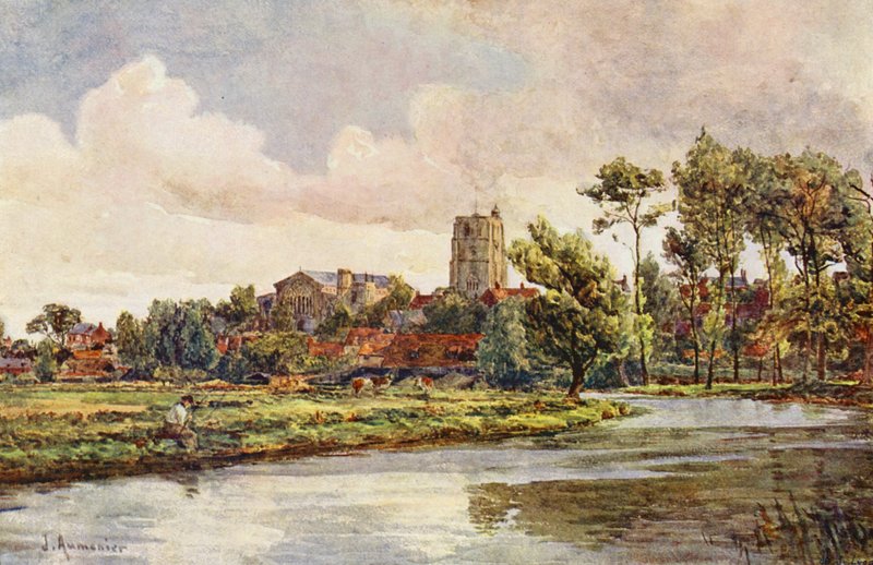 De Waveney bij Beccles, met de Kerk van St. Michael door James Aumonier