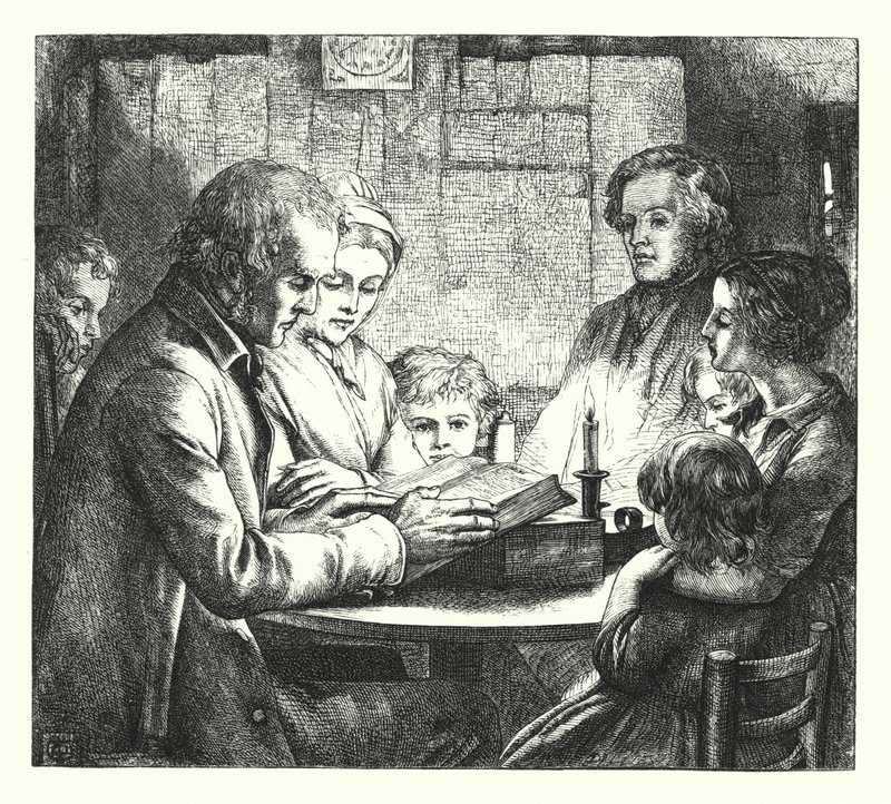 Scène in een Schots Huisje door James Dawson Watson