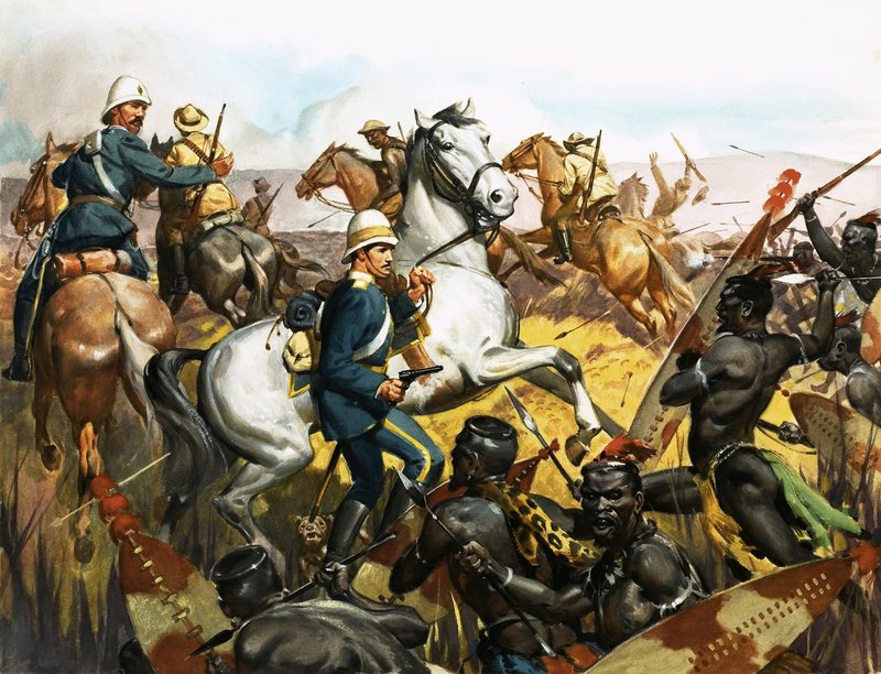 Lodewijk Napoleon, keizerlijke prins, op het punt gedood te worden door Zoeloes door James Edwin McConnell