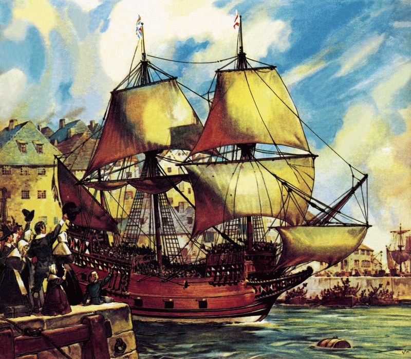 De Mayflower vertrekt uit Plymouth door James Edwin McConnell