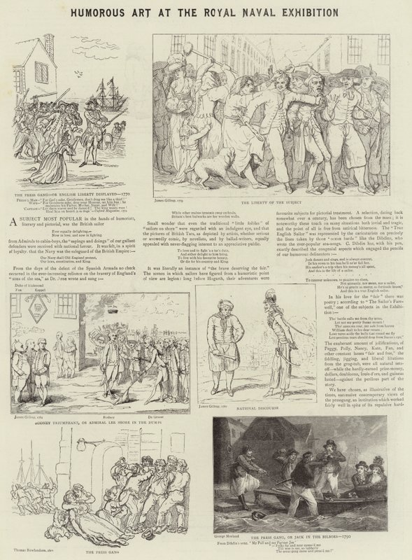 Humoristische kunst op de Royal Naval Exhibition door James Gillray