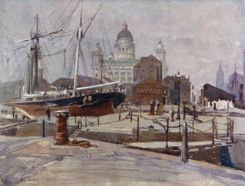 De Dock Board kantoren vanaf de Canning Graving Dock door James Hamilton Hay