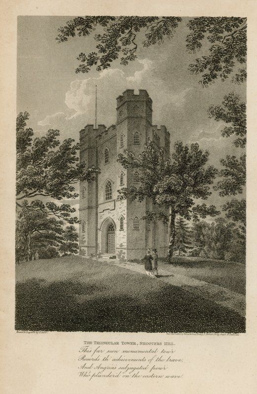 De Driehoekige Toren op Shooters Hill door James Storer