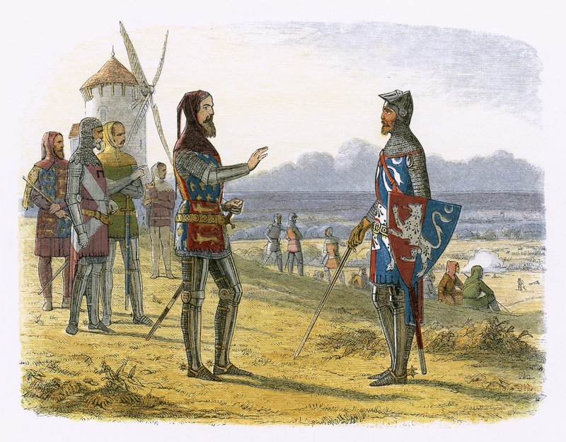 Edward weigert hulp aan zijn zoon bij Crécy door James William Edmund Doyle
