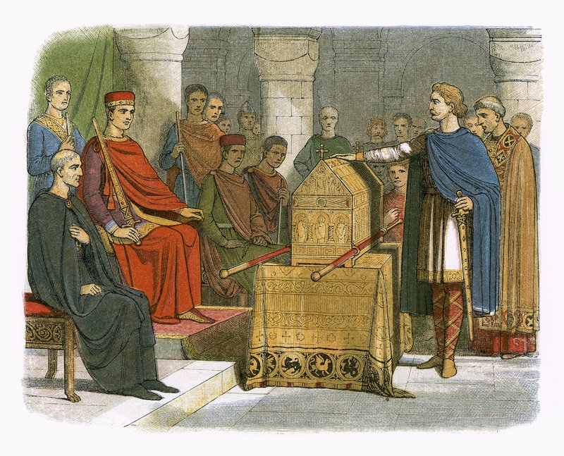 Harold zweert trouw aan hertog Willem van Normandië door James William Edmund Doyle