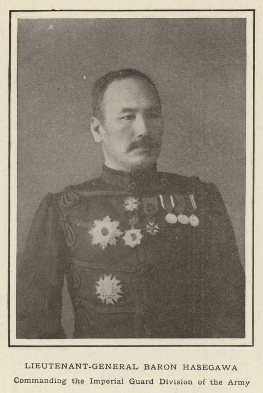 Luitenant-generaal Baron Hasegawa, Commandant van de Keizerlijke Garde Divisie van het Leger door Japanese Photographer