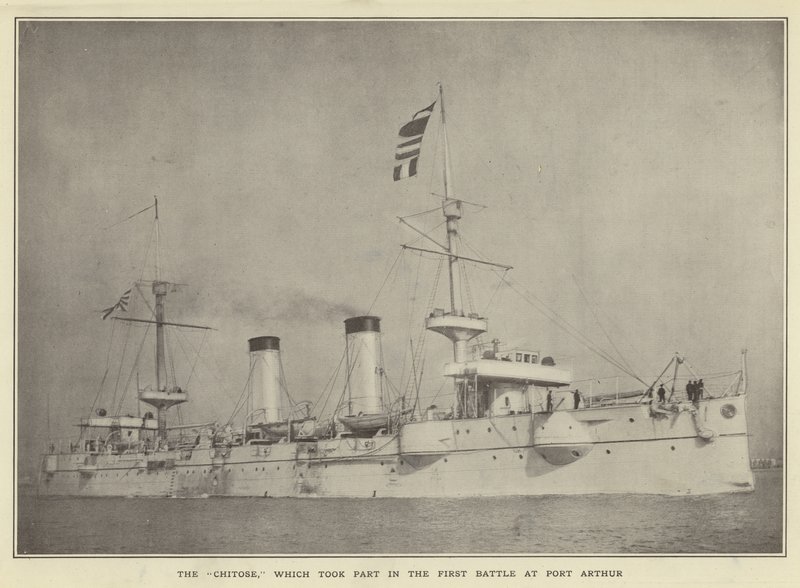 De Chitose, die deelnam aan de eerste slag bij Port Arthur door Japanese Photographer