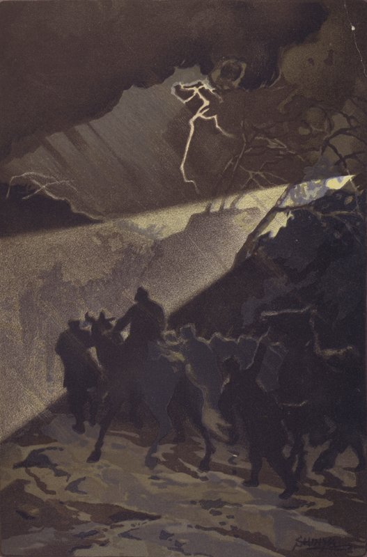 Een mars van de Japanse troepen in een stormachtige nacht voor de algemene aanval bij Nan-shan door Japanese School