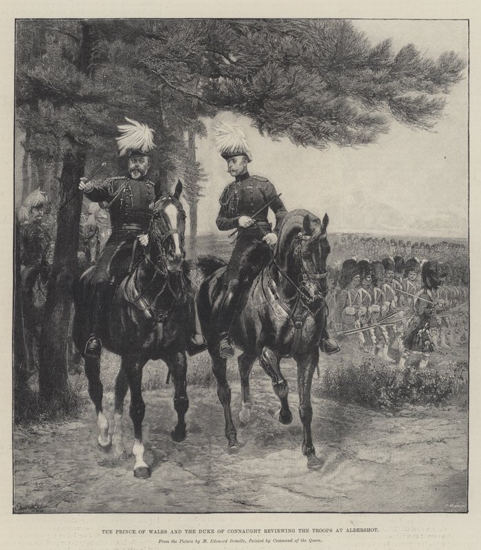 De Prins van Wales en de Hertog van Connaught inspecteren de troepen in Aldershot door Jean Baptiste Edouard Detaille