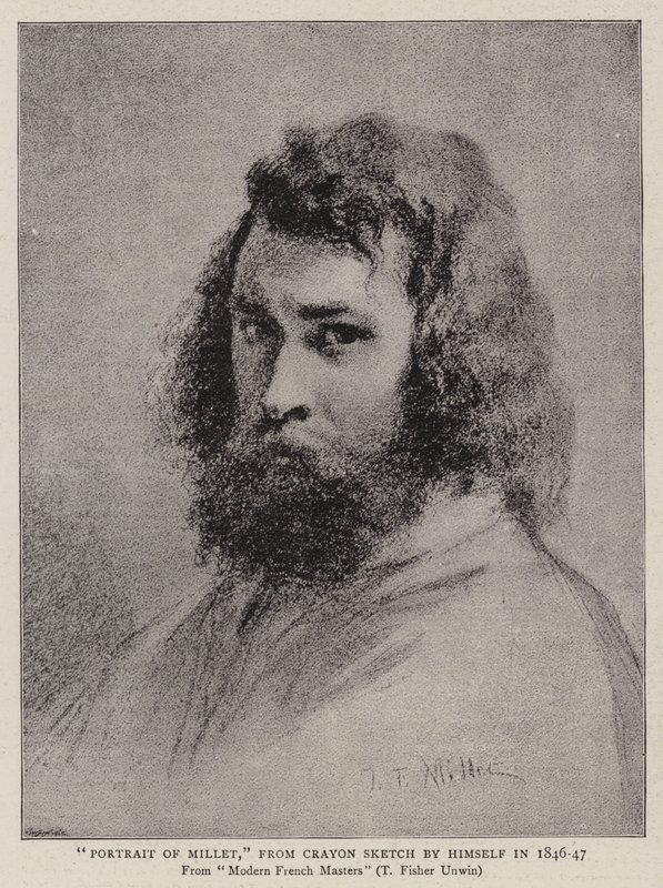 Portret van Millet, uit Krijtschets door hemzelf in 1846-47 door Jean Francois I Millet
