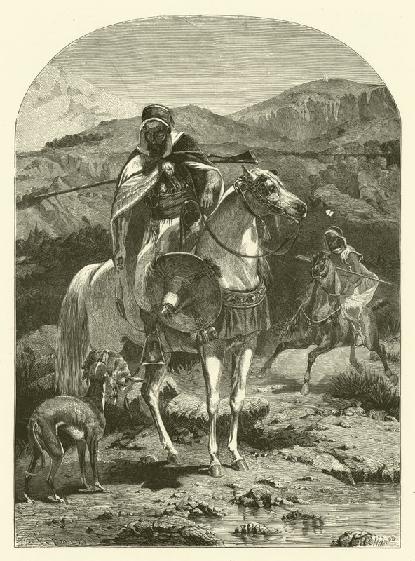 Hazenjacht in Algerije met windhonden door Jean Antoine Valentin Foulquier