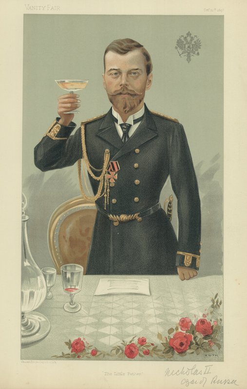 Zijne Majesteit de Tsaar Nicolaas II KG (kleur litho) door Jean Baptiste (after) Guth