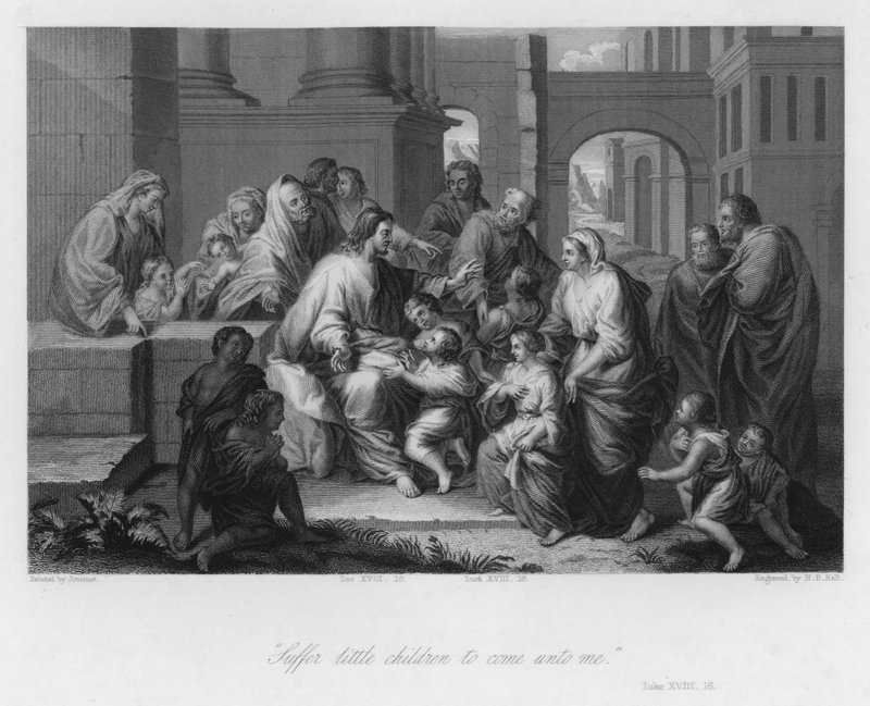 Christus zegent kleine kinderen, Lucas XVIII door Jean Baptiste (after) Jouvenet