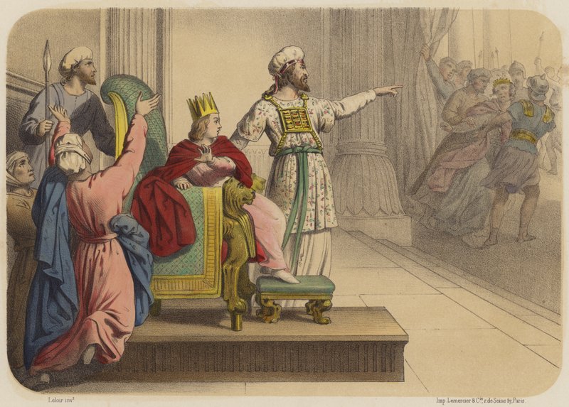 Joas uitgeroepen tot koning door Jean Baptiste Auguste Leloir