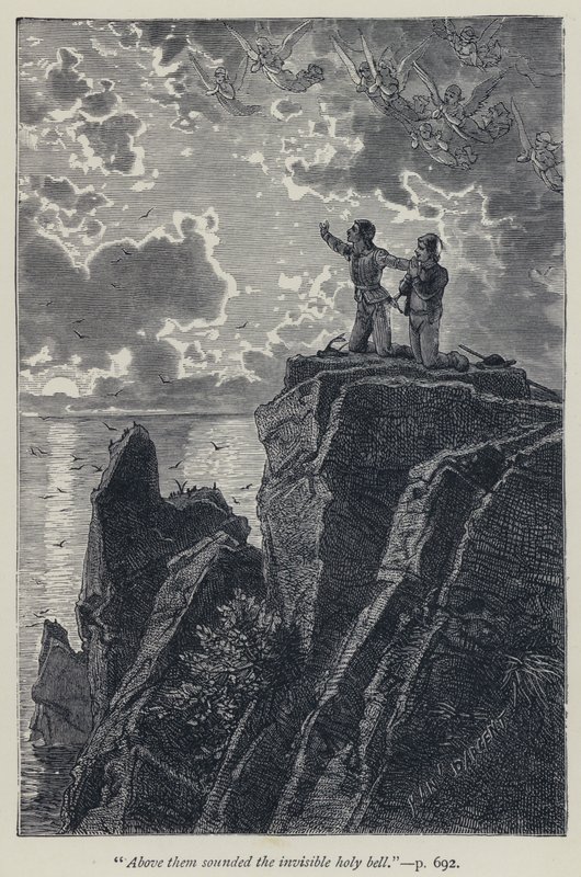 "Boven hen klonk de onzichtbare heilige bel" (gravure) door Jean Edouard Dargent
