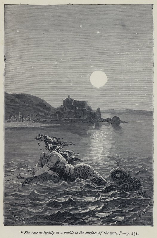 "Ze steeg zo licht als een bel naar het wateroppervlak" (gravure) door Jean Edouard Dargent