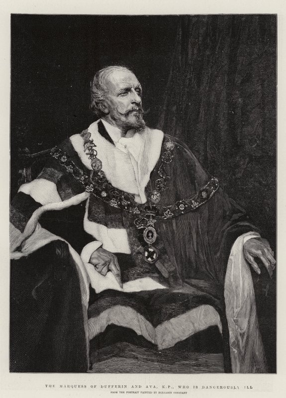 De markies van Dufferin en Ava, KP, die ernstig ziek is door Jean Joseph Benjamin Constant