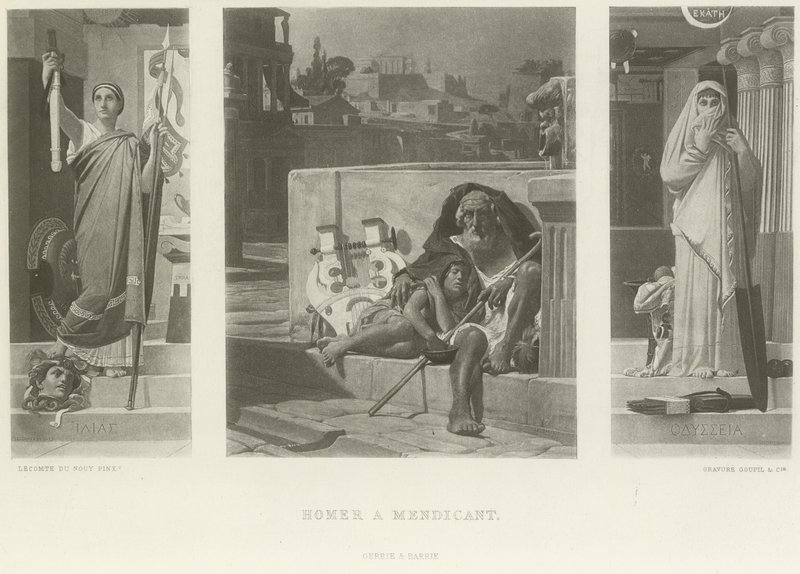 Homerus een bedelaar door Jean Jules Antoine Lecomte du Nouy