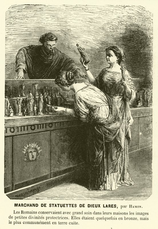 Verkoper van beeldjes van Lares, oude Romeinse beschermgoden door Jean Louis Hamon