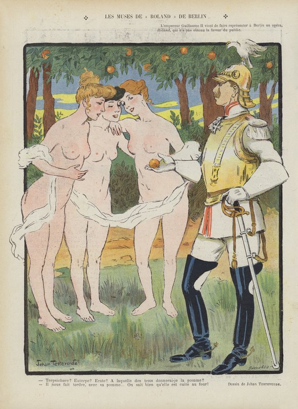 De muzen van Roland van Berlijn. Illustratie voor Le Rire door Jehan Testevuide