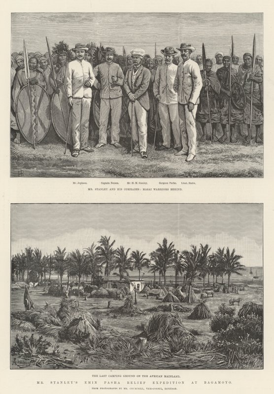 De Emin Pasha Reddingsexpeditie van Mr. Stanley in Bagamoyo door Johann Nepomuk Schonberg