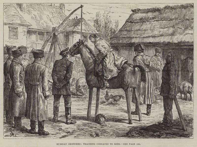 Russische Schetsen, Cossacks leren rijden door Johann Nepomuk Schonberg