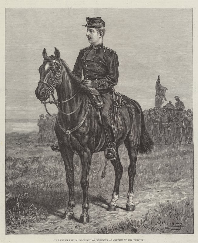 De kroonprins Ferdinand van Roemenië als kapitein van de Venatori door Johann Nepomuk Schonberg