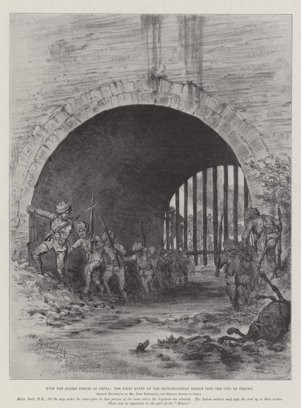 Met de Geallieerde Troepen in China, de Eerste Binnenkomst van de Brits-Indische Troepen in de Stad Peking door Johann Nepomuk Schonberg