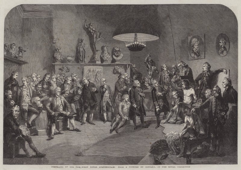 Portretten van alle Eerste Koninklijke Academici door Johan Joseph Zoffany