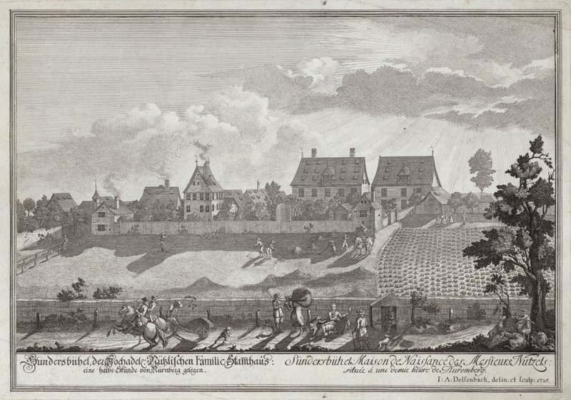 Sundersbuhl, residentie van de familie Nutzel, nabij Neurenberg door Johann Adam Delsenbach