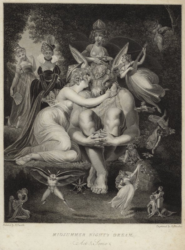 Titania kust Bottom in Een Midzomernachtsdroom door Johann Heinrich Füssli