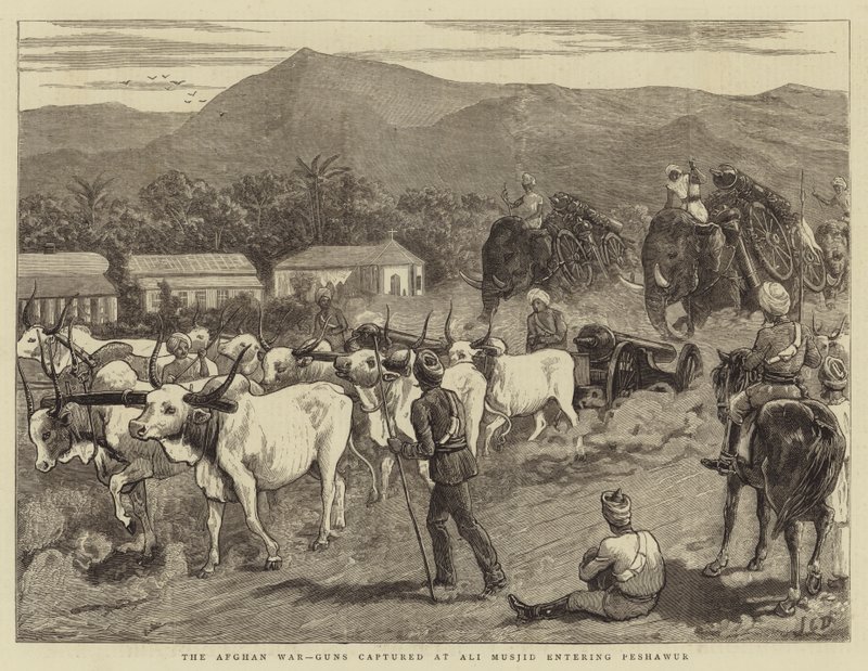 De Afghaanse Oorlog, Gevangen Kanonnen bij Ali Musjid die Peshawur binnenkomen door John Charles Dollman