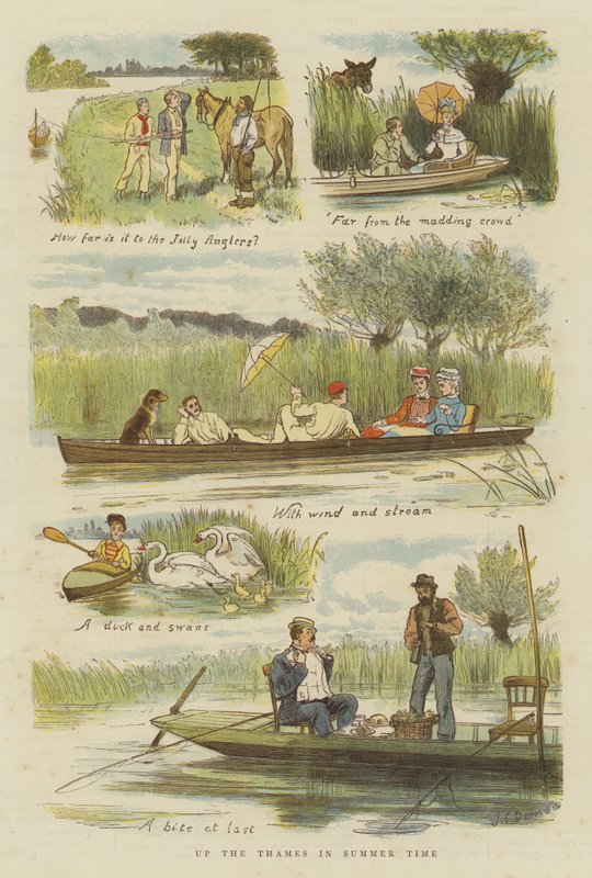 Op de Theems in de zomer (chromolitho) door John Charles Dollman