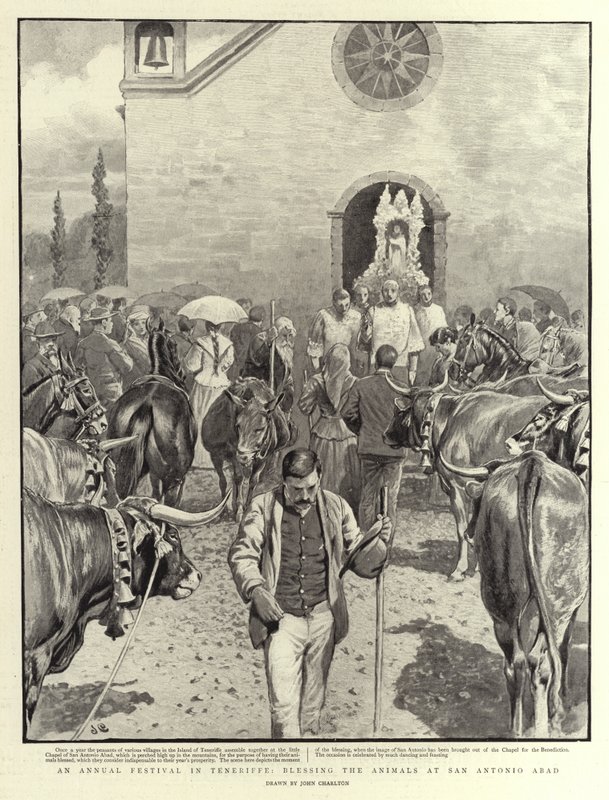 Een Jaarlijks Festival in Tenerife, het Zegenen van de Dieren bij San Antonio Abad door John Charlton