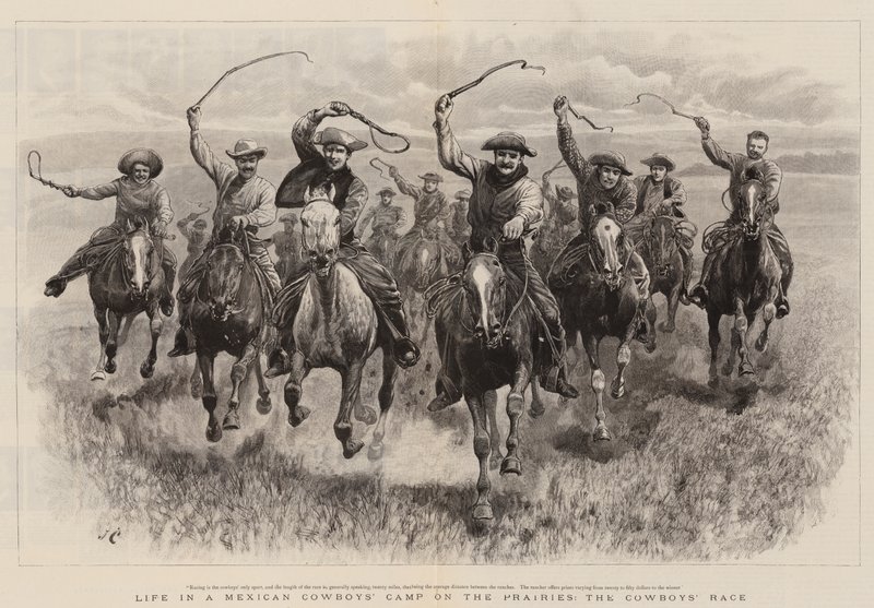 Leven in een Mexicaans cowboykamp op de prairies, de cowboyrace door John Charlton