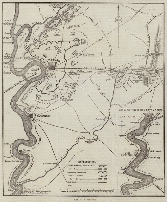 Kaart van Vicksburg door John Dower