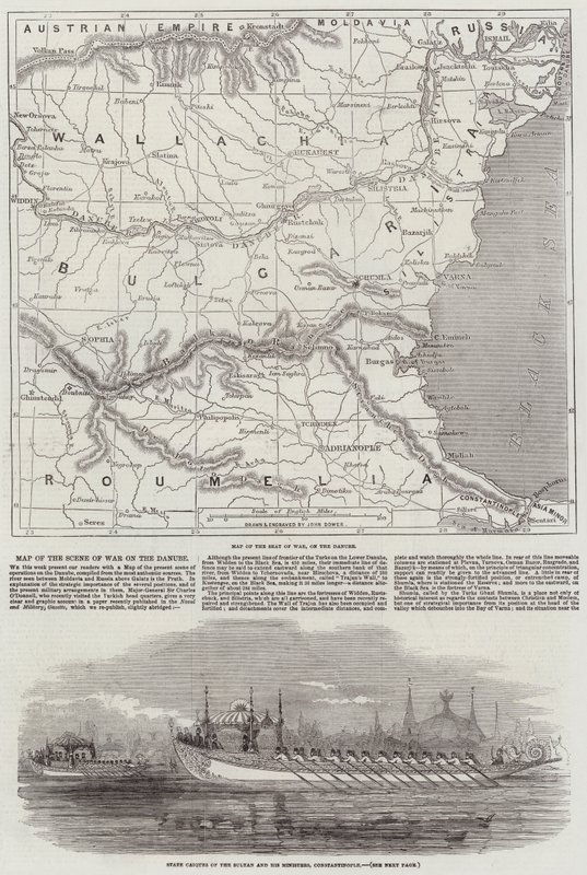 Kaart van het Oorlogsgebied aan de Donau door John Dower