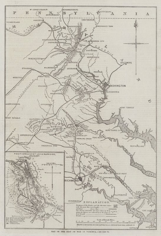 Kaart van het Oorlogsgebied in Virginia door John Dower