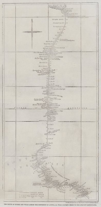 De Route van Burke en Wills over het Continent van Australië van Cooper