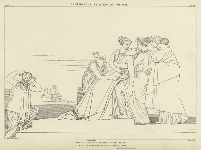 Andromache flauwvallend op de Muur door John Flaxman