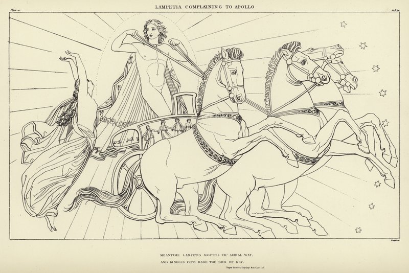 Lampetia klaagt bij Apollo door John Flaxman