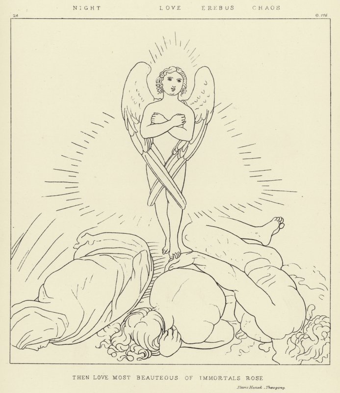 Nacht, Liefde, Erebus, Chaos door John Flaxman