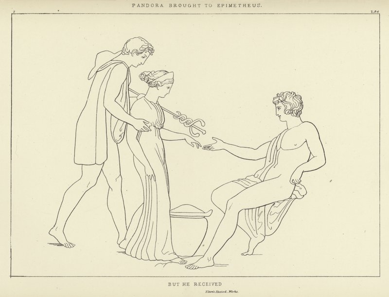 Pandora gebracht naar Epimetheus door John Flaxman