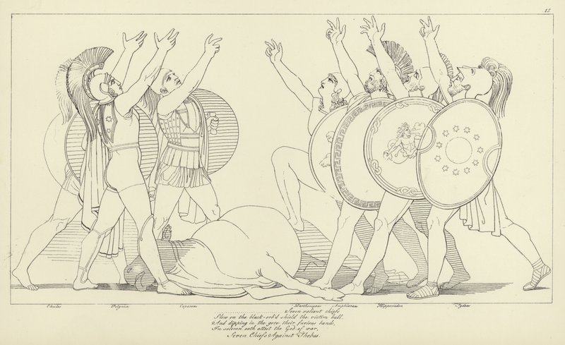 Zeven leiders tegen Thebe door John Flaxman