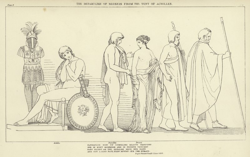 Het vertrek van Briseis uit de tent van Achilles door John Flaxman