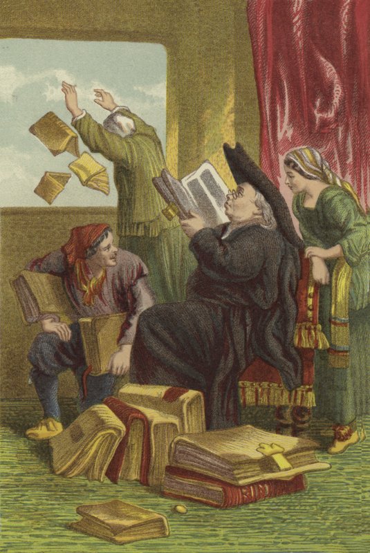 Vernietiging van de bibliotheek van Don Quichot door John Gilbert