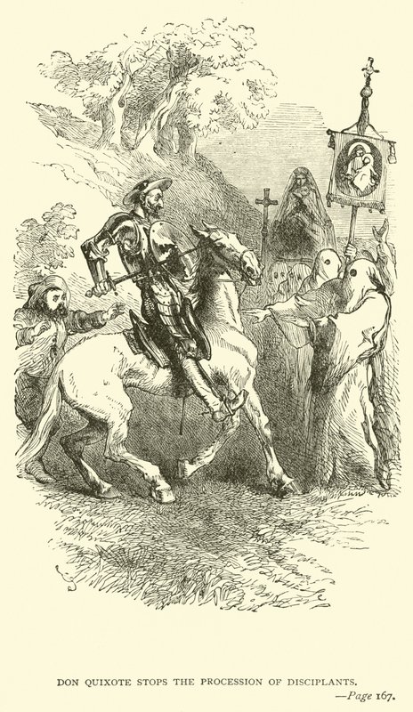 Don Quichot stopt de processie van boetelingen door John Gilbert