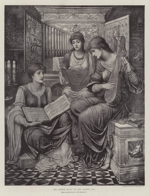 De Zachte Muziek van de Voorbije Dag door John Melhuish Strudwick