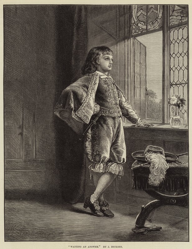 Wachten op een antwoord door John Robert Dicksee