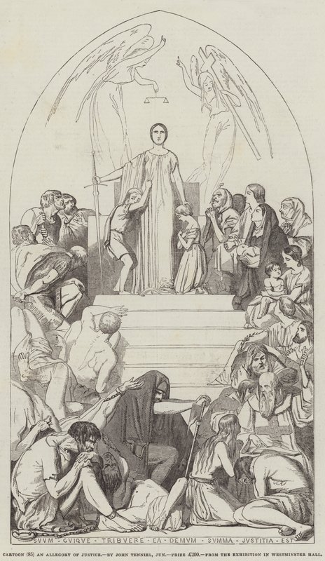 Cartoon, een allegorie van gerechtigheid door John Tenniel